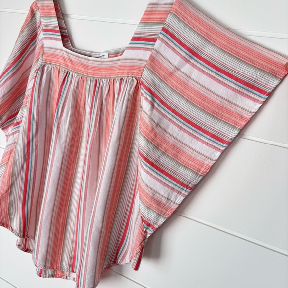 Beachlunchlounge Striped Flutter Sleeve Top Blouse Women's Size Medium - Picture 4 of 11